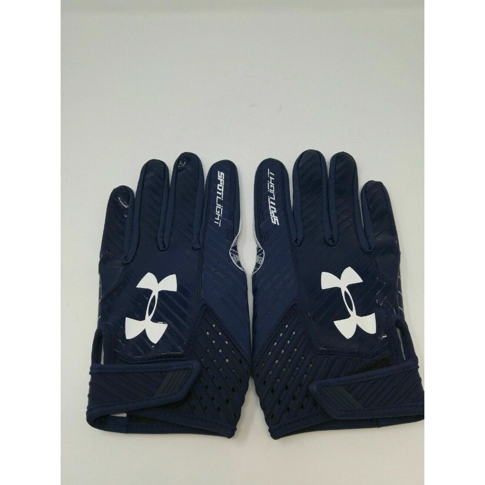 New Under Armour Men's Navy/Navy/White Spotlight WR Football Gloves - Size 2XL